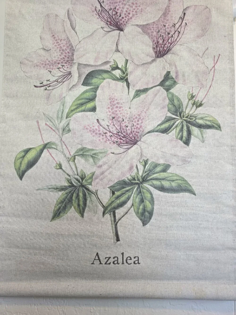 NWT Habitat Decor Azalea Linen Tapestry Wall Hanging Scroll Botanical Art